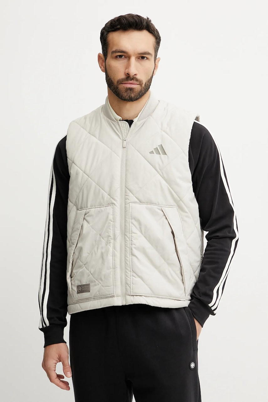 adidas vestă x Mercedes culoarea bej, de tranzitie, JW3085 adidas vestă x Mercedes culoarea bej, de tranzitie, JW3085