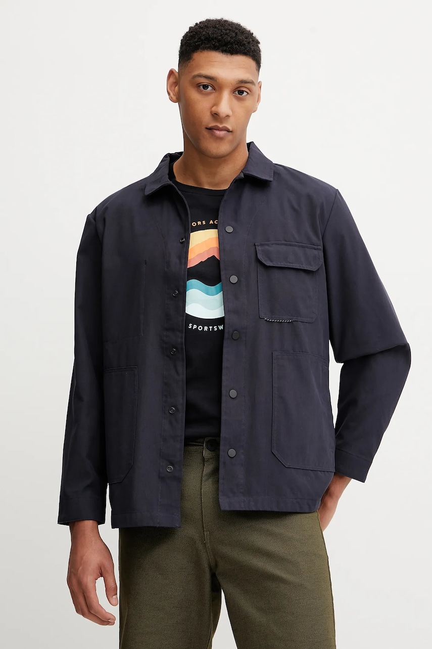 Jack Wolfskin geacă cu aspect de cămașă Terracade Overshirt culoarea bleumarin, de tranzitie, A63865