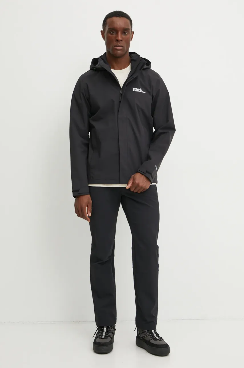 Дождевик Jack Wolfskin Trailtime 2L мужская цвет чёрный A63903 Дождевик Jack Wolfskin Trailtime 2L мужская цвет чёрный A63903
