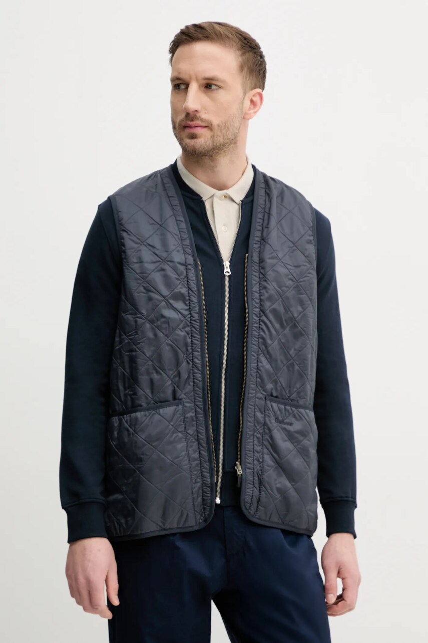 Barbour vesta Polarquilt Waistcoat/Zip-In Liner barbati, culoarea albastru marin, de tranzitie, MLI0002