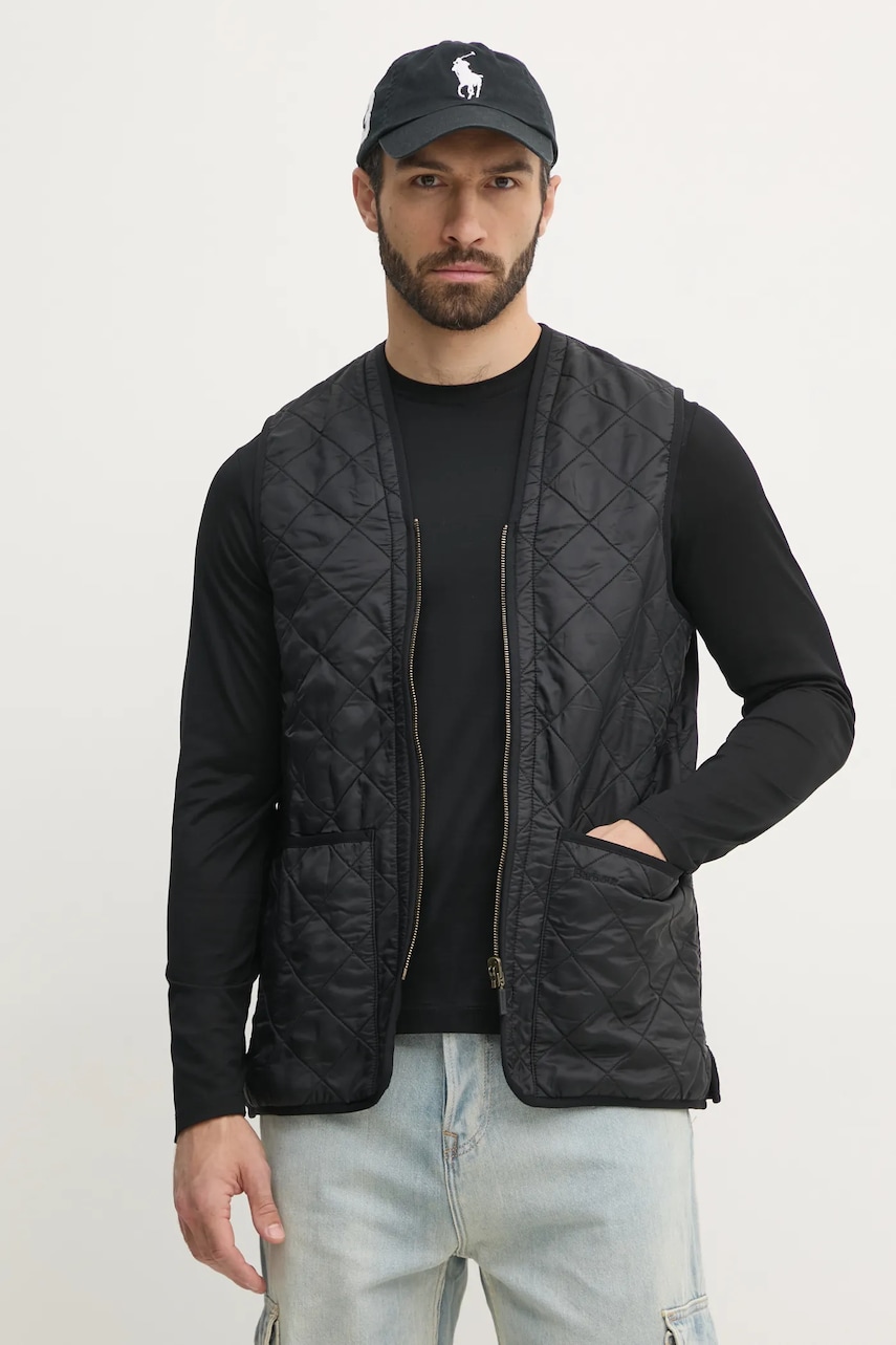 Barbour vesta Polarquilt Waistcoat/Zip-In Liner barbati, culoarea negru, de tranzitie, MLI0002 Barbour vesta Polarquilt Waistcoat/Zip-In Liner barbati, culoarea negru, de tranzitie, MLI0002