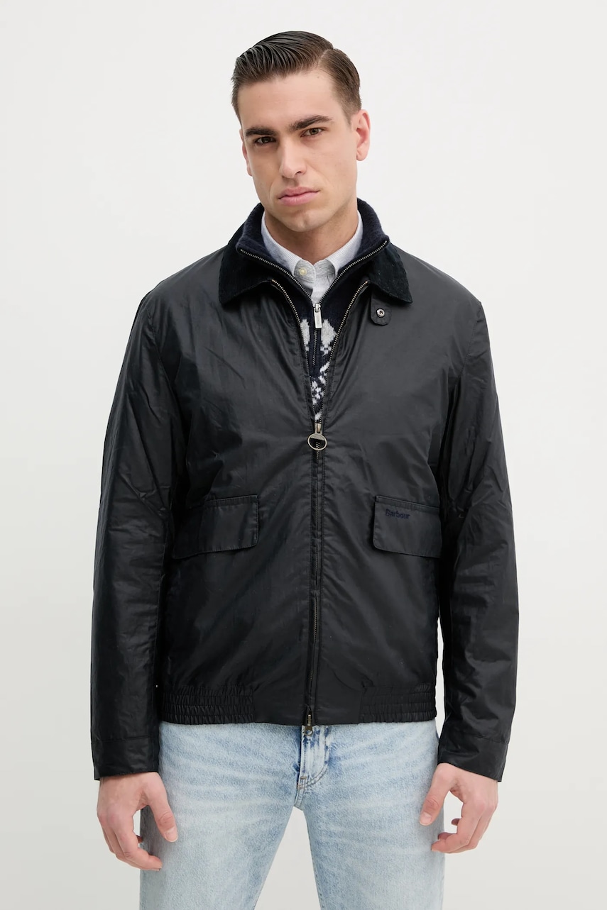 Barbour jacheta de bumbac Newbury Wax Jacket culoarea albastru marin, de tranzitie, MWX2449 Barbour jacheta de bumbac Newbury Wax Jacket culoarea albastru marin, de tranzitie, MWX2449