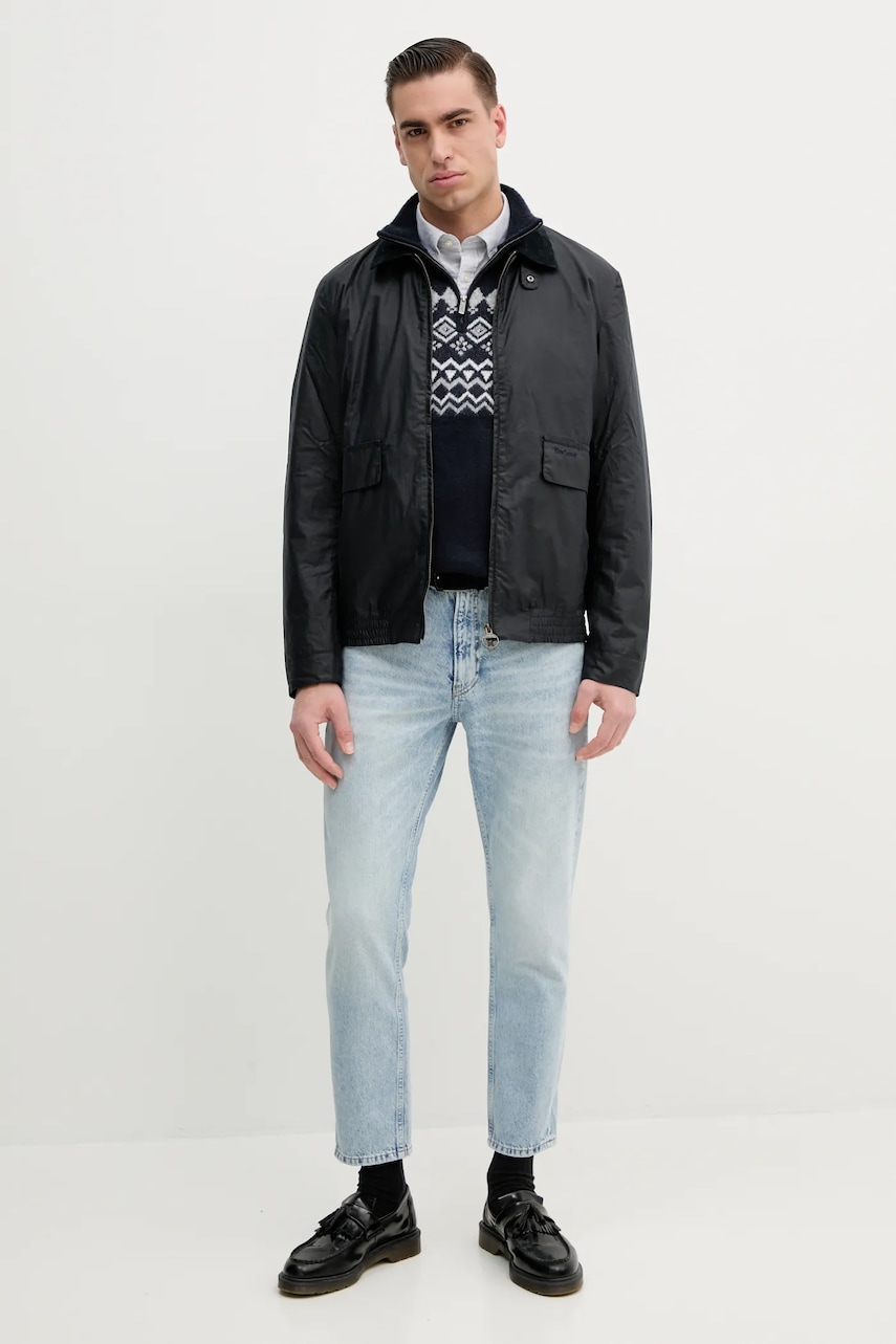Хлопковая куртка Barbour Newbury Wax Jacket цвет синий переходная MWX2449 Хлопковая куртка Barbour Newbury Wax Jacket цвет синий переходная MWX2449