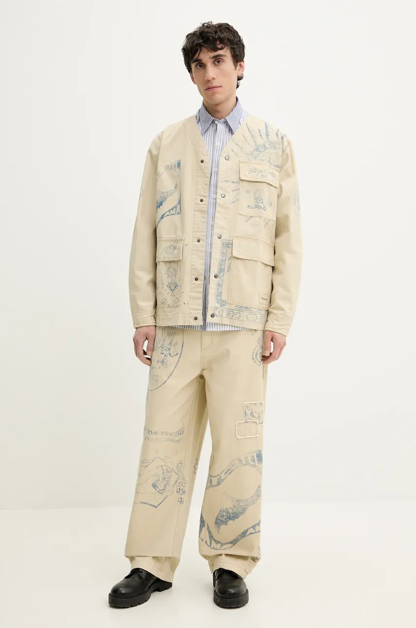 Джинсовая куртка Desigual KENIA цвет бежевый переходная oversize 25SMEW08 Джинсовая куртка Desigual KENIA цвет бежевый переходная oversize 25SMEW08