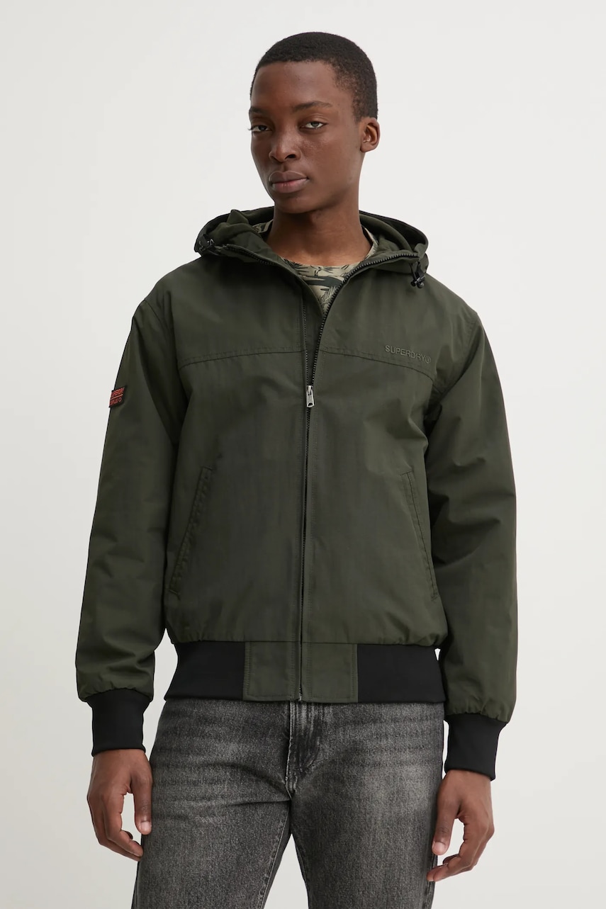 Superdry geaca barbati, culoarea verde, de tranzitie, oversize, M5011876A-1KM