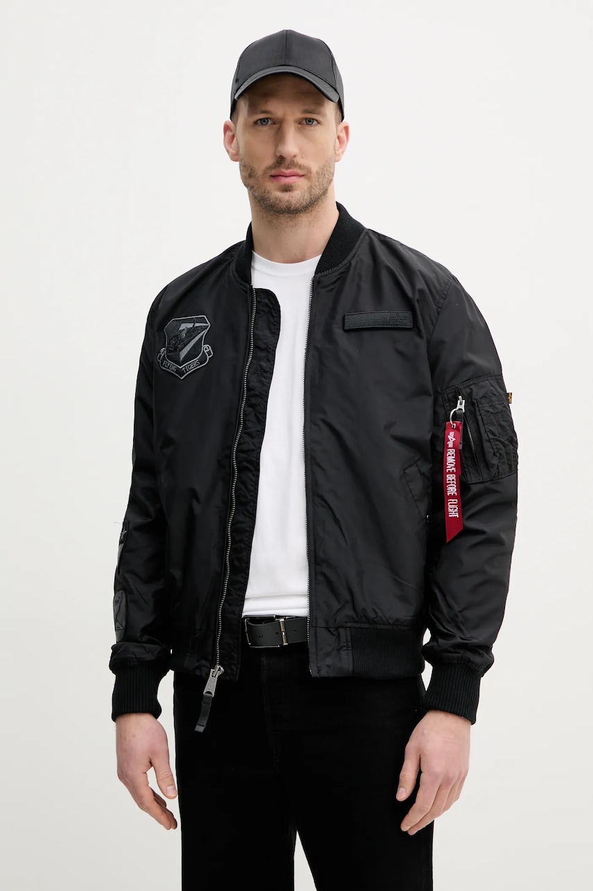 Alpha Industries geaca bomber MA-1 TT Flying Tigers culoarea negru, de tranzitie, 156129