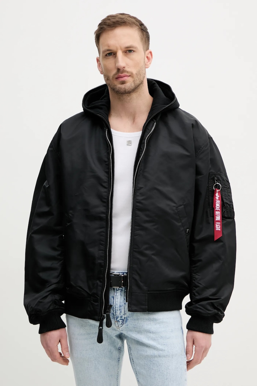 Alpha Industries geaca bomber MA-1 D-Tec Studio LW culoarea negru, de tranzitie, 156143