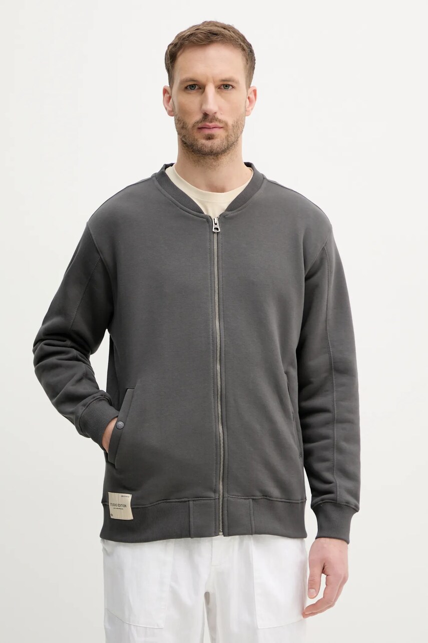 Alpha Industries bluza Studio Edition Fleece Bomber barbati, culoarea gri, neted, 156302