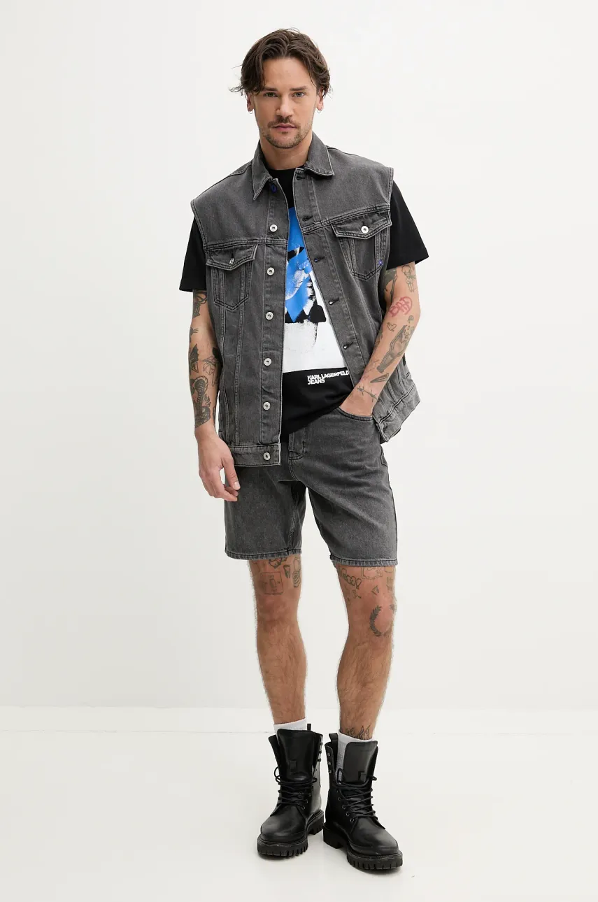 Джинсовая безрукавка Karl Lagerfeld Jeans мужская цвет серый переходная A2M14017 Джинсовая безрукавка Karl Lagerfeld Jeans мужская цвет серый переходная A2M14017