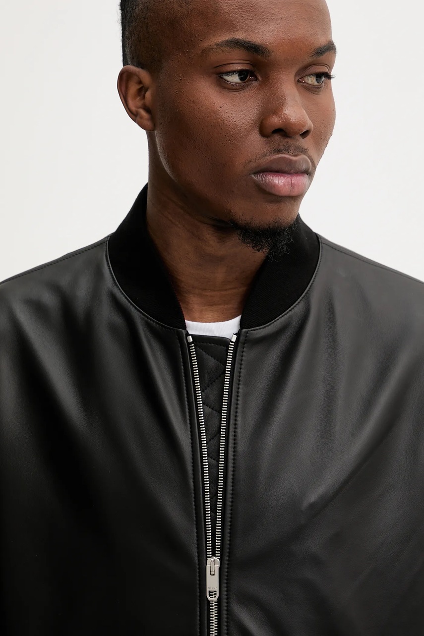 Δερμάτινο μπουφάν Bally χρώμα: μαύρο, MLE054 φωτογραφία