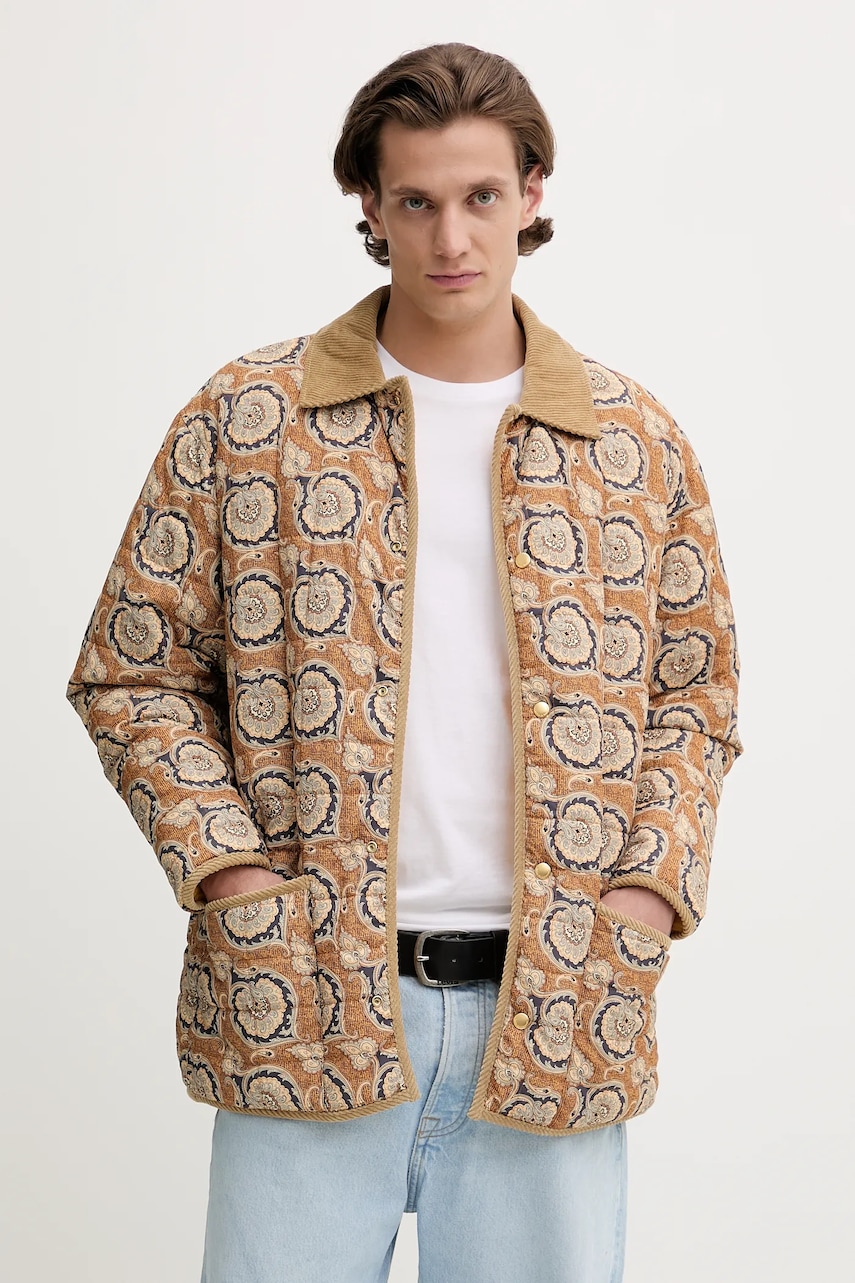 Drôle de Monsieur geacă cu două fețe La Veste Reversible culoarea maro, de tranzitie, oversize, G-JT187-PL157-LYL