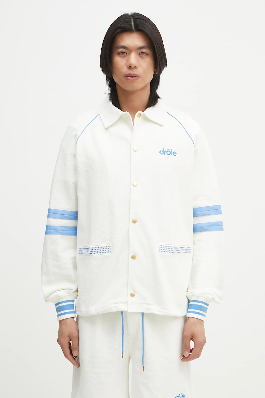 Drôle de Monsieur hanorac de bumbac Le Veste AprËs-sport barbati, culoarea alb, uni, G-JT227-CO162-OW