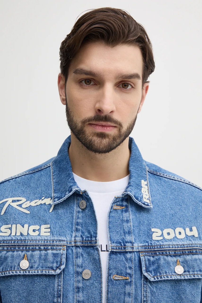 Τζιν μπουφάν Red Bull Racing x Pepe Jeans PRINTED RACE JACKET ανδρικό, χρώμα: μπλε, RM400019R17 φωτογραφία