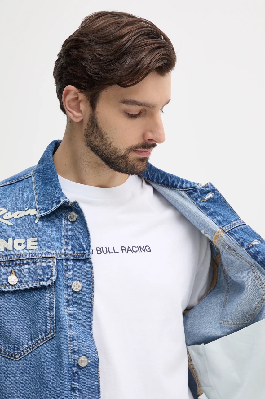 Τζιν μπουφάν Red Bull Racing x Pepe Jeans PRINTED RACE JACKET ανδρικό, χρώμα: μπλε, RM400019R17 φωτογραφία