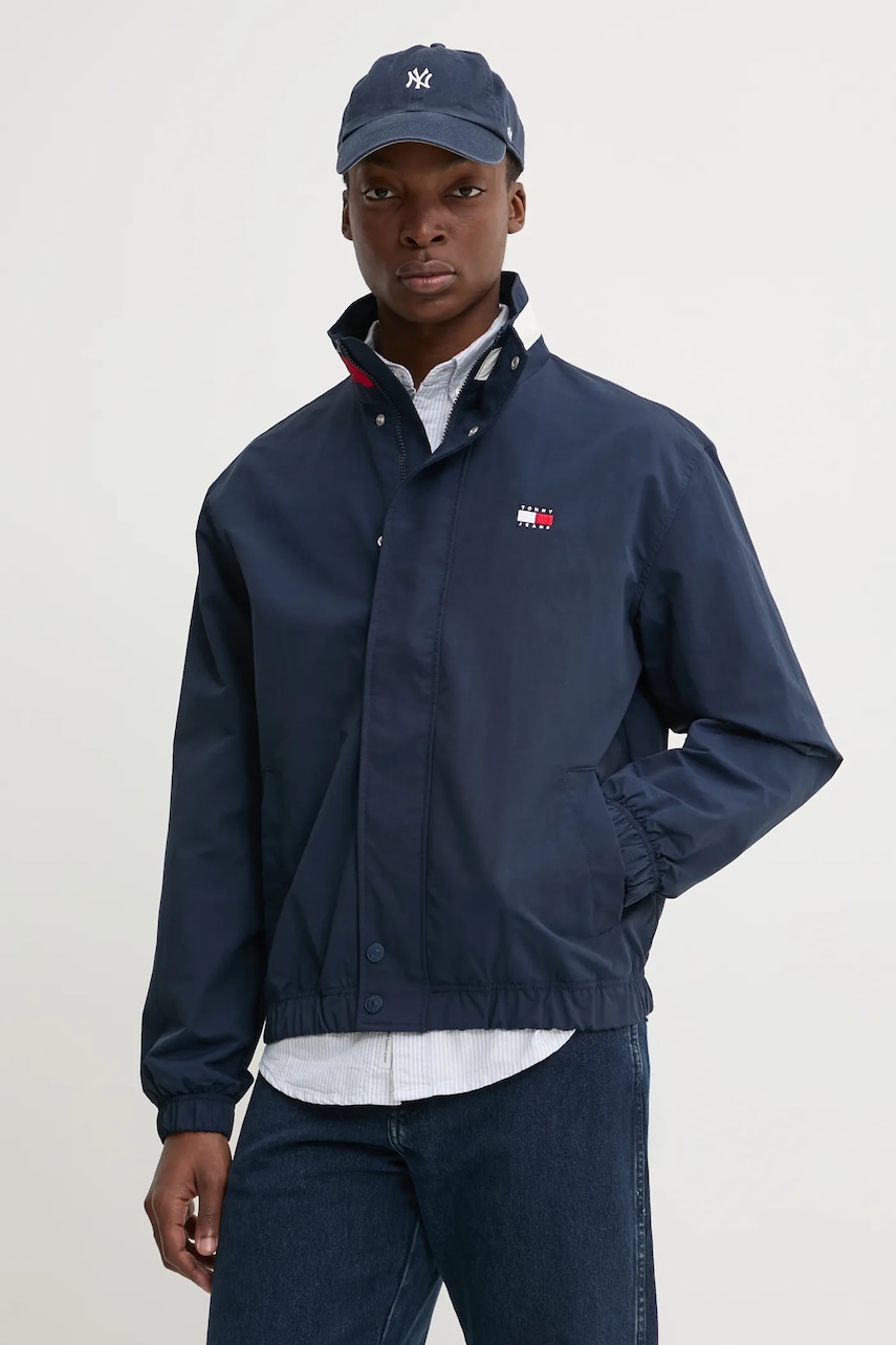 Tommy Jeans geaca barbati, culoarea albastru marin, de tranzitie, oversize, DM0DM20900