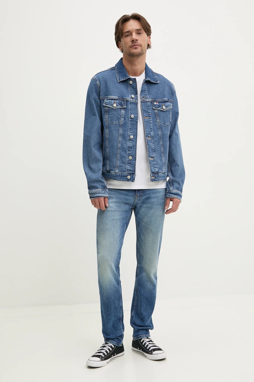 Джинсовая куртка Tommy Jeans цвет синий переходная DM0DM21047 Джинсовая куртка Tommy Jeans цвет синий переходная DM0DM21047