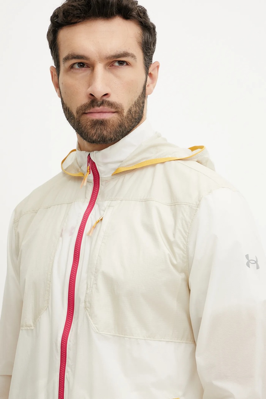 Αδιάβροχο μπουφάν Under Armour Launch Trail ανδρικό, χρώμα: μπεζ, 1383243 φωτογραφία