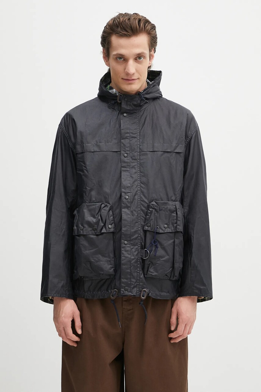 Barbour geaca Barbour Modified Durham Wax Jacket culoarea bleumarin, de tranzitie, oversize, MWX2448