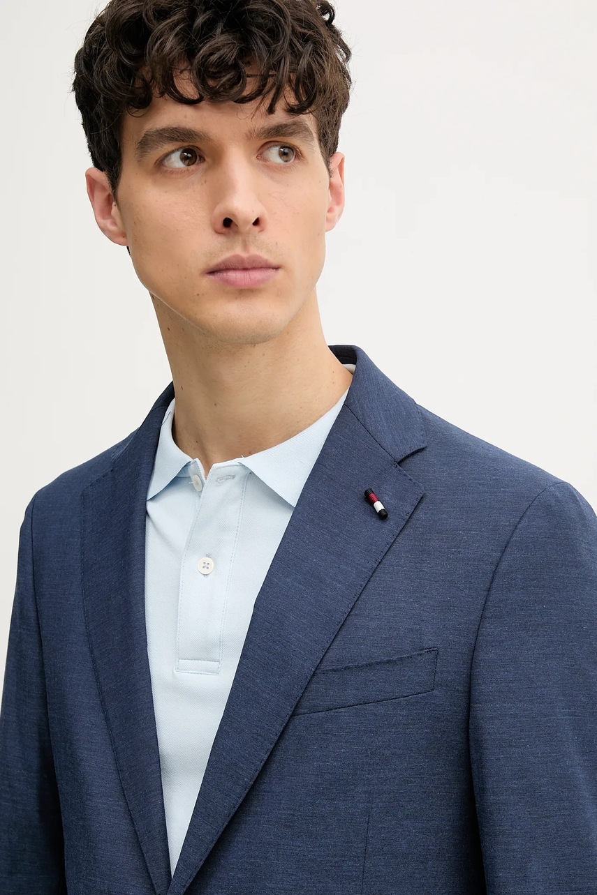 Μάλλινο σακάκι Tommy Hilfiger ανδρικό, χρώμα: ναυτικό μπλε, SQTHL6506.SQTH402 φωτογραφία