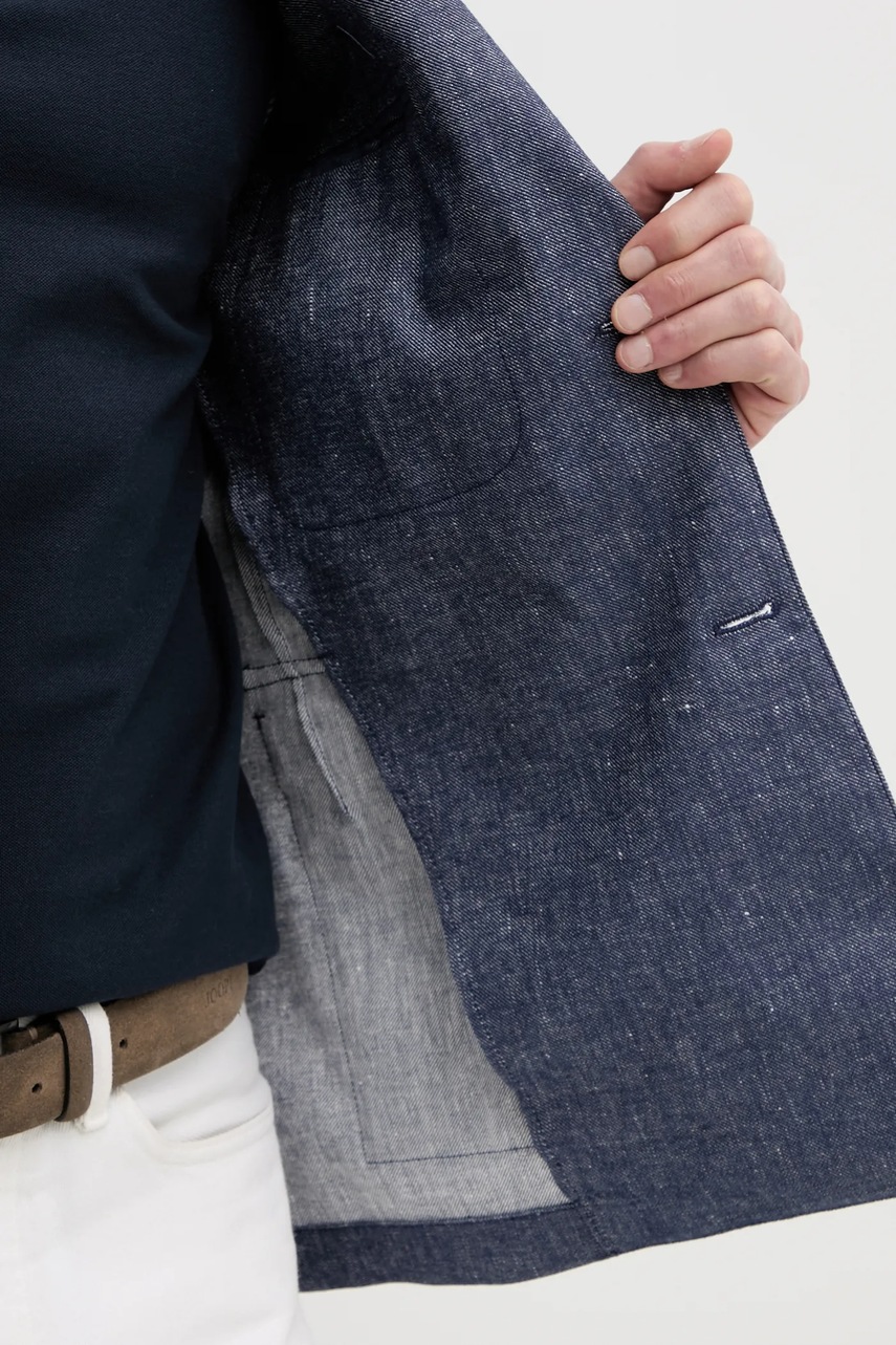 Λινό πανωφόρι Tommy Hilfiger χρώμα: ναυτικό μπλε, SQTHL5965.SQTH503 φωτογραφία