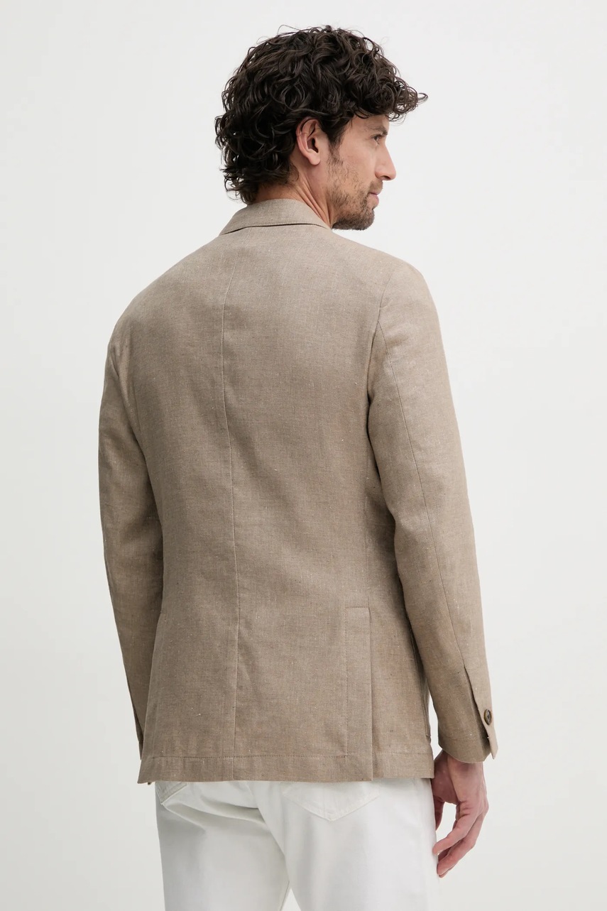 Λινό πανωφόρι Tommy Hilfiger χρώμα: μπεζ, SQTHL5965.SQTH503 φωτογραφία