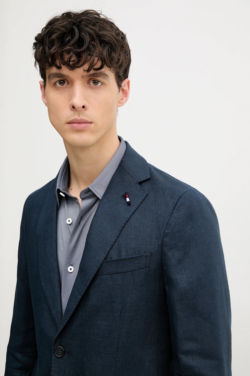 Tommy Hilfiger len blézer sötétkék, férfi, SQTHL5966.SQTH500 termék 2. képe