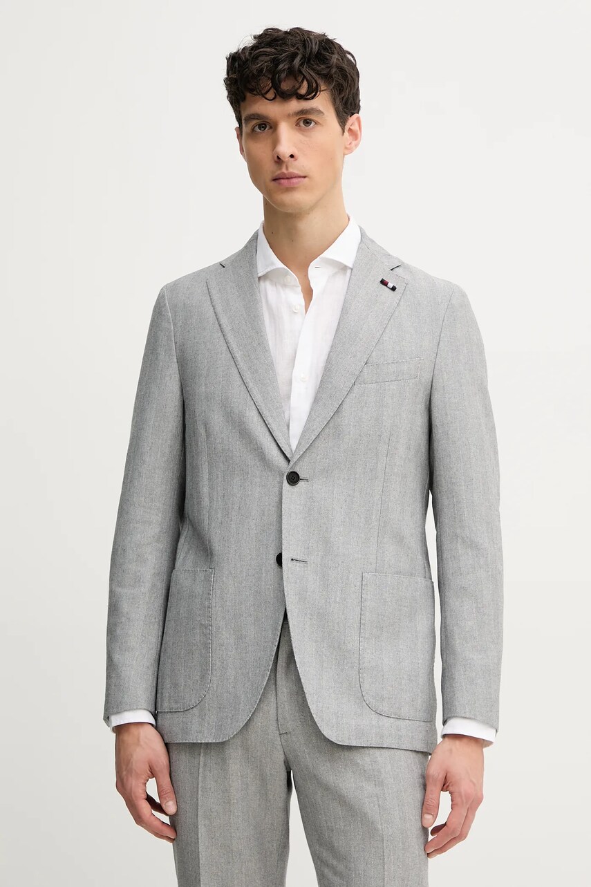 Levně Sako Tommy Hilfiger šedá barva, SQTHL6960.SQTH509