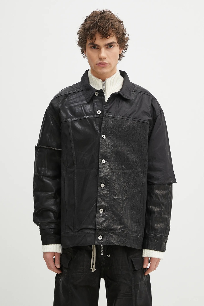 Bunda Rick Owens Jumbo Worker černá barva, přechodná, oversize, DU01E3761.COMW1