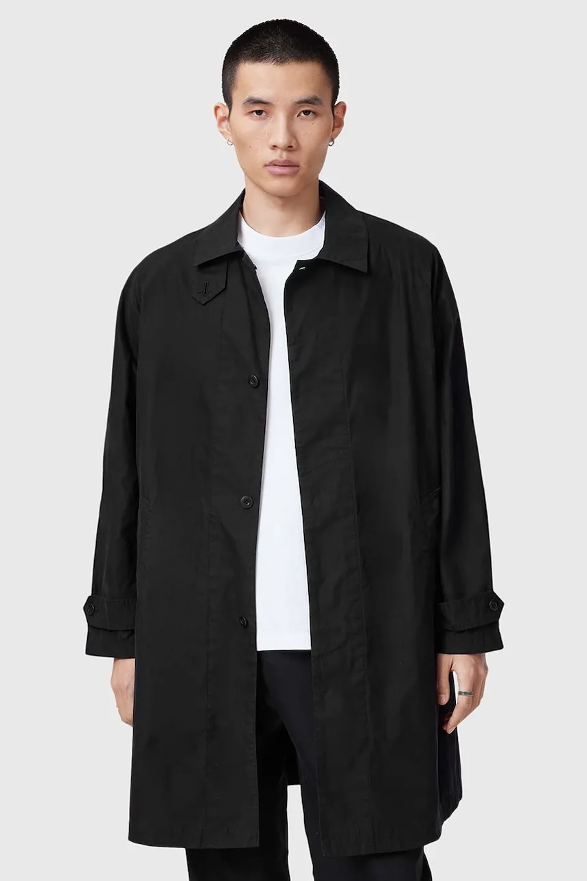 AllSaints palton TILLMAN barbati, culoarea negru, de tranzitie, M011OC AllSaints palton TILLMAN barbati, culoarea negru, de tranzitie, M011OC