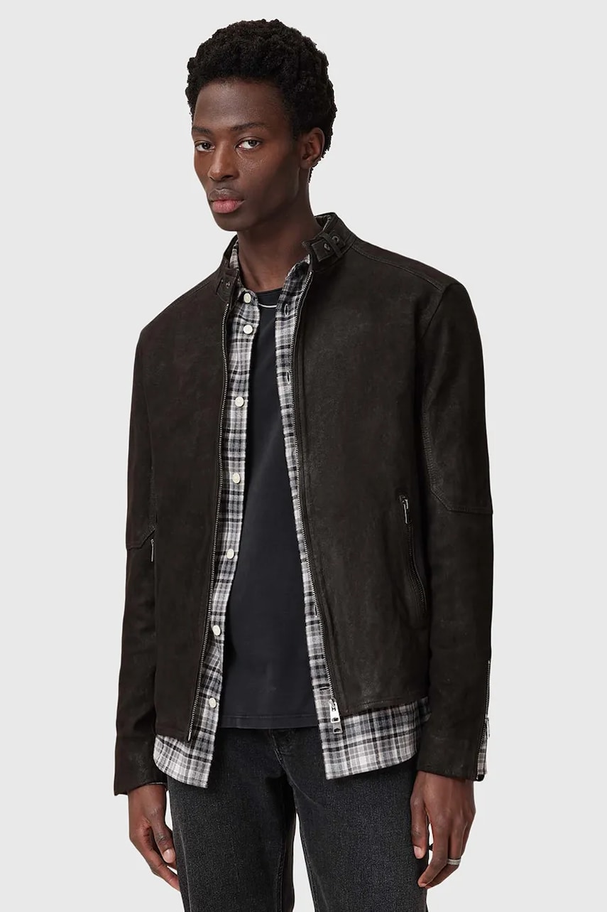 AllSaints geaca de piele CORA culoarea negru, de tranzitie, M064LB AllSaints geaca de piele CORA culoarea negru, de tranzitie, M064LB