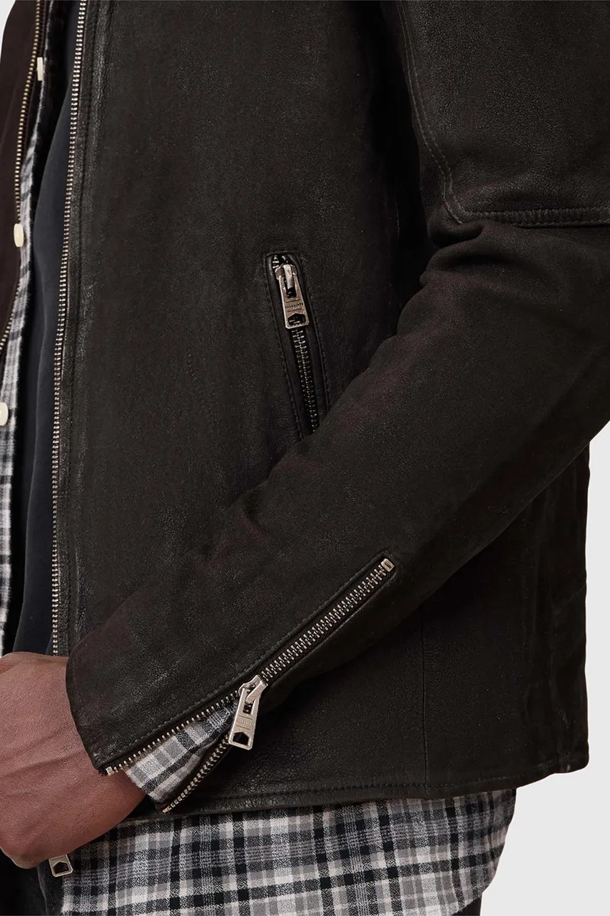 Шкіряна куртка AllSaints CORA колір чорний перехідна M064LB 