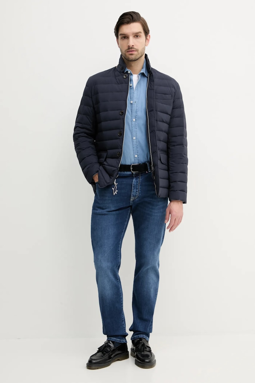 Пуховая куртка Hackett London мужская цвет синий переходная HM403298 Пуховая куртка Hackett London мужская цвет синий переходная HM403298