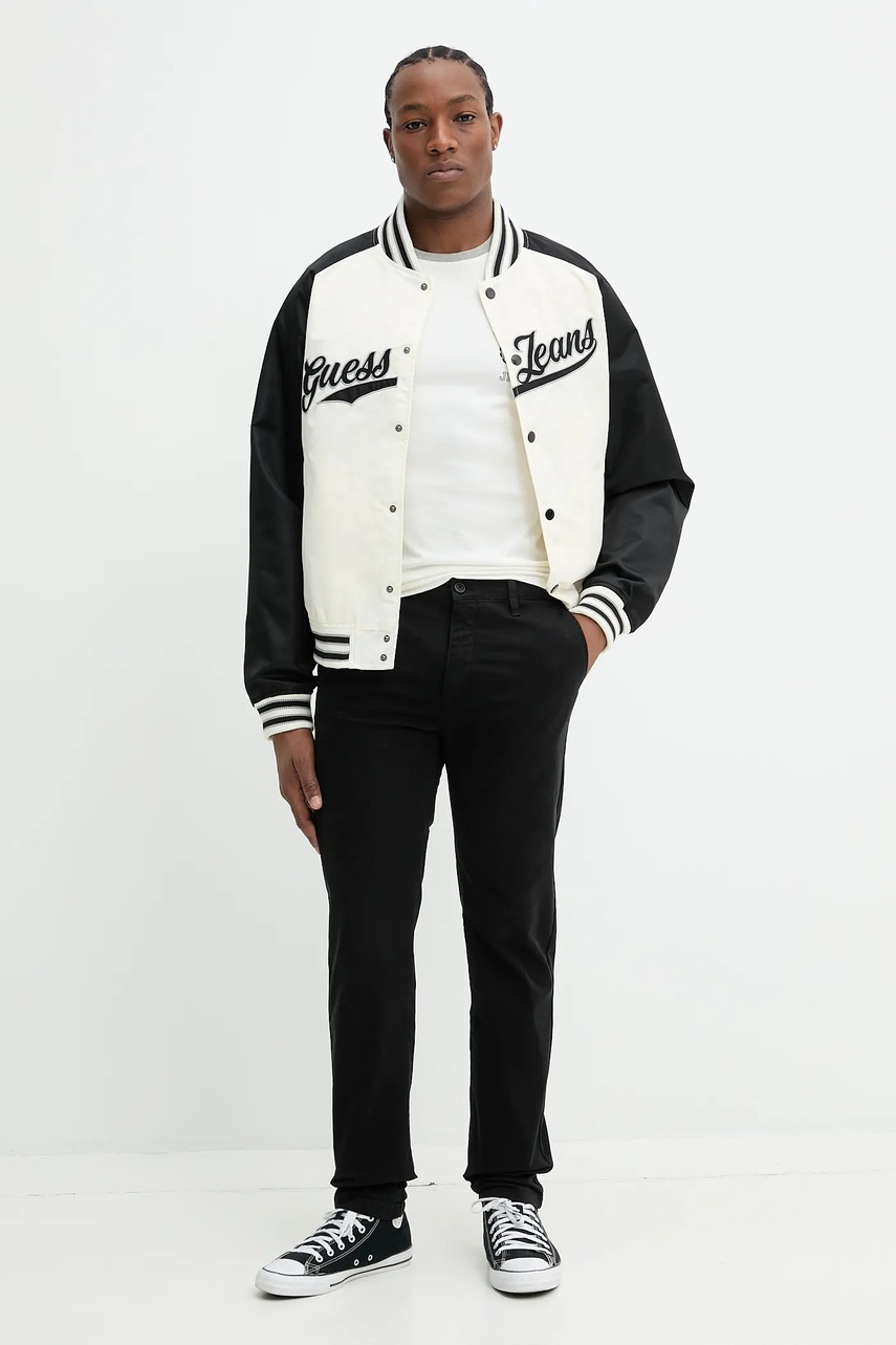 Куртка-бомбер Guess Jeans цвет бежевый переходная M5GL32 WHAA2