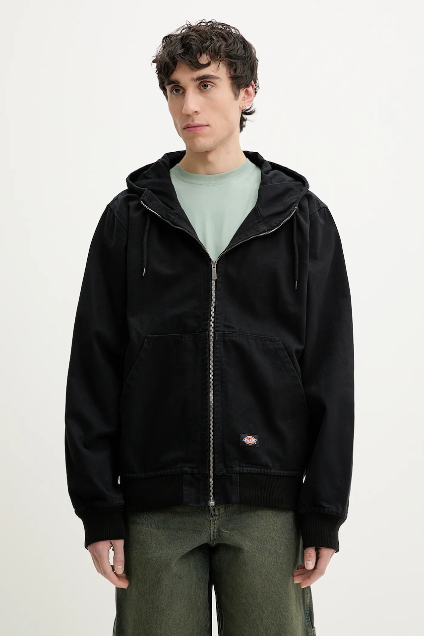 Dickies geaca jeans culoarea negru, de tranzitie, oversize, DK0A4YQLC401 Dickies geaca jeans culoarea negru, de tranzitie, oversize, DK0A4YQLC401