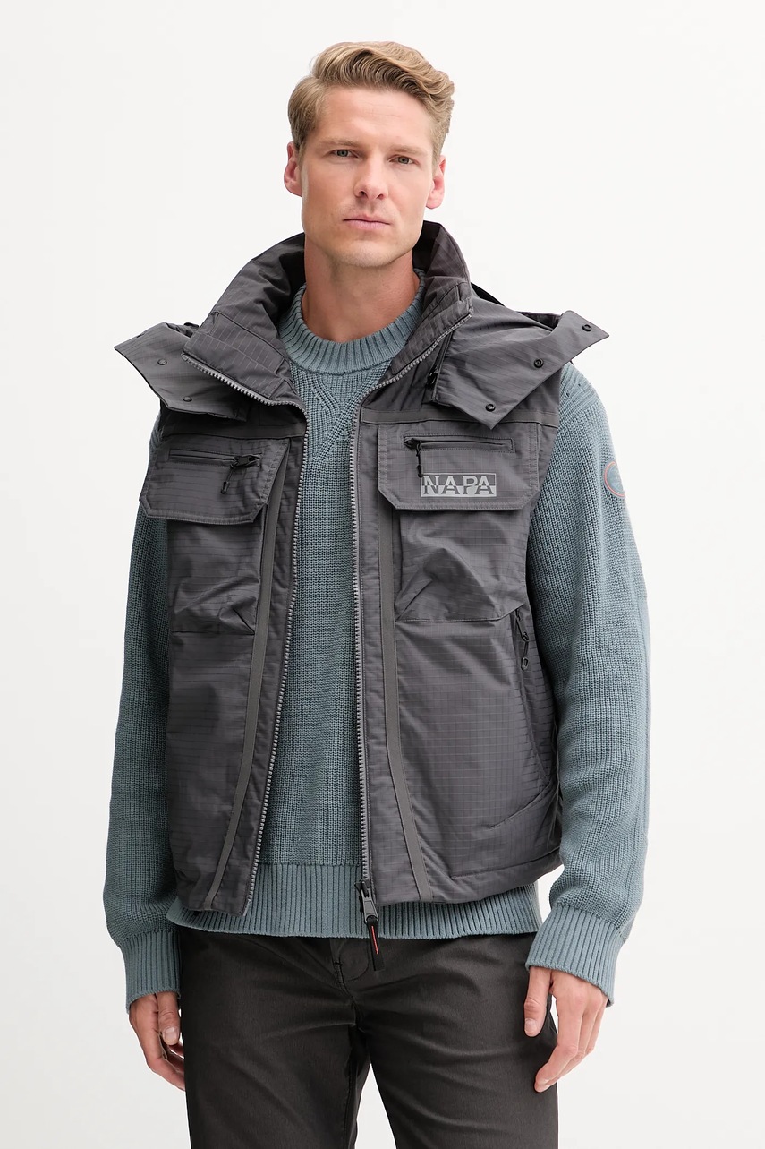 Μπουφάν Napapijri A-Tusco χρώμα: γκρι, NP0A4INCH981 φωτογραφία