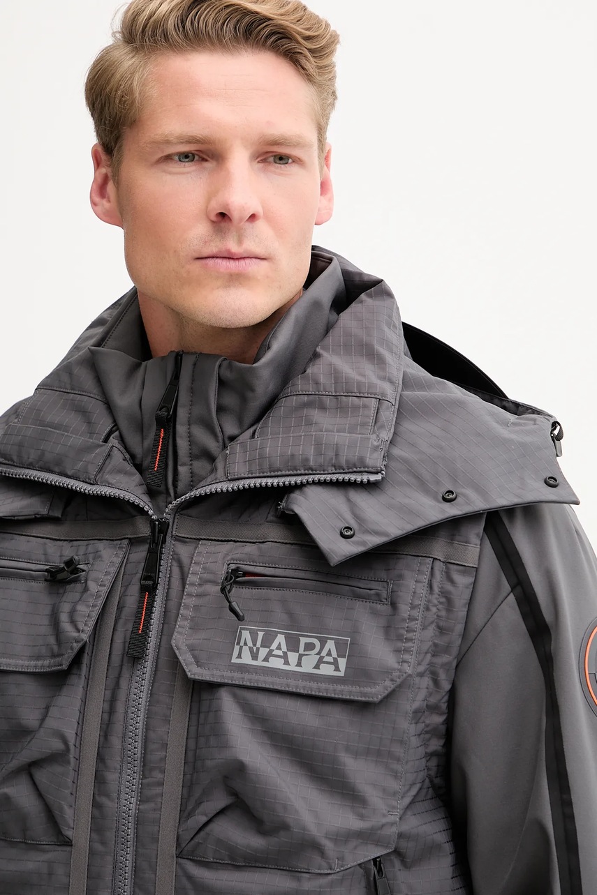 Μπουφάν Napapijri A-Tusco χρώμα: γκρι, NP0A4INCH981 φωτογραφία