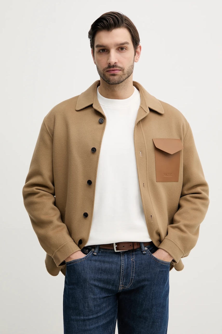 MACKAGE geaca de lana culoarea verde, de tranzitie, oversize, EMMANUEL MACKAGE geaca de lana culoarea verde, de tranzitie, oversize, EMMANUEL
