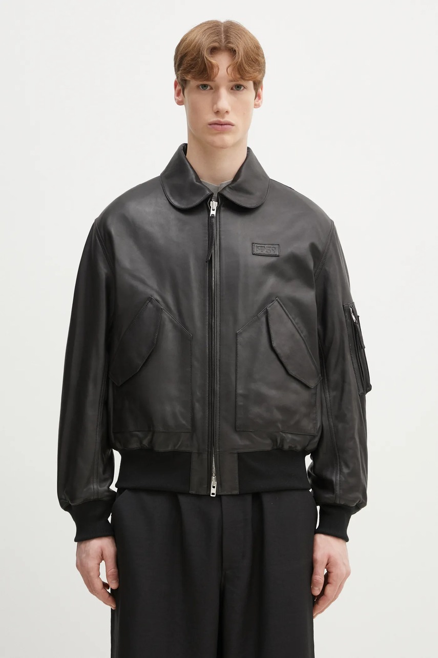 Kenzo geaca de piele culoarea negru, de tranzitie, FF55LB1430AD.99