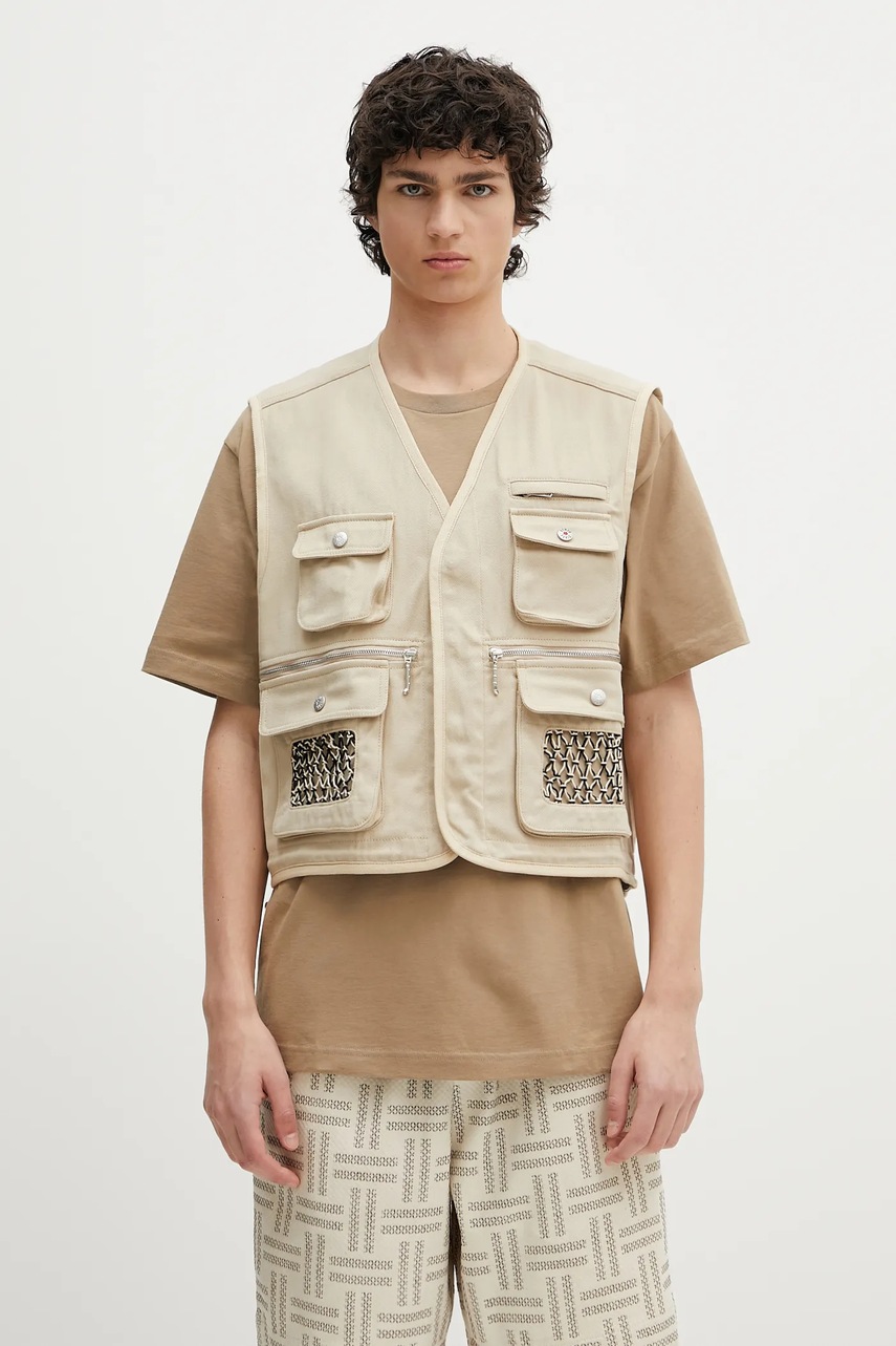 Kenzo vestă din bumbac culoarea bej, de tranzitie, FF55OU0099OT.11