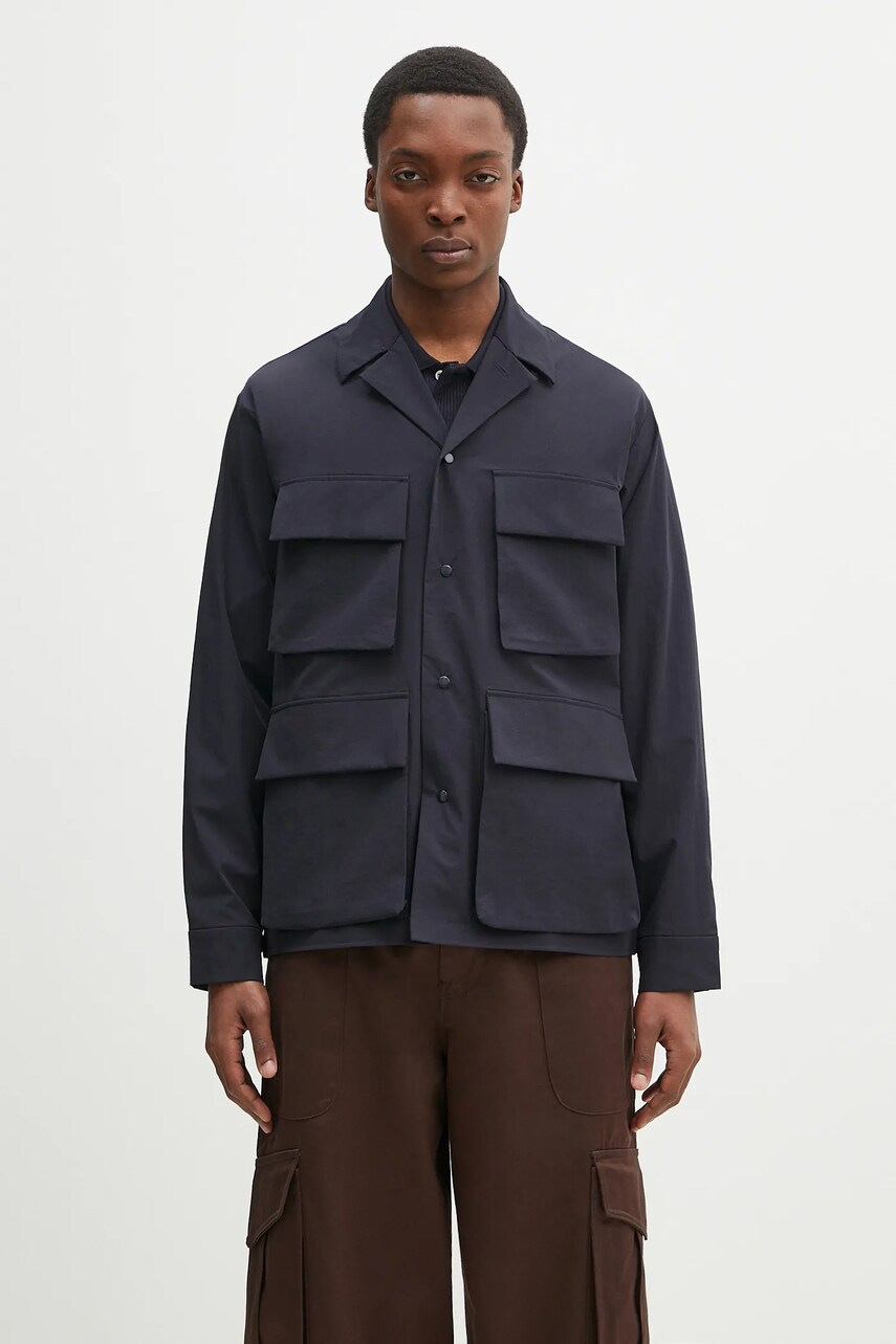 Norse Projects camasa Mads Travel Light Overshirt barbati, culoarea albastru marin, cu guler clasic, relaxed, N50.0269.7004