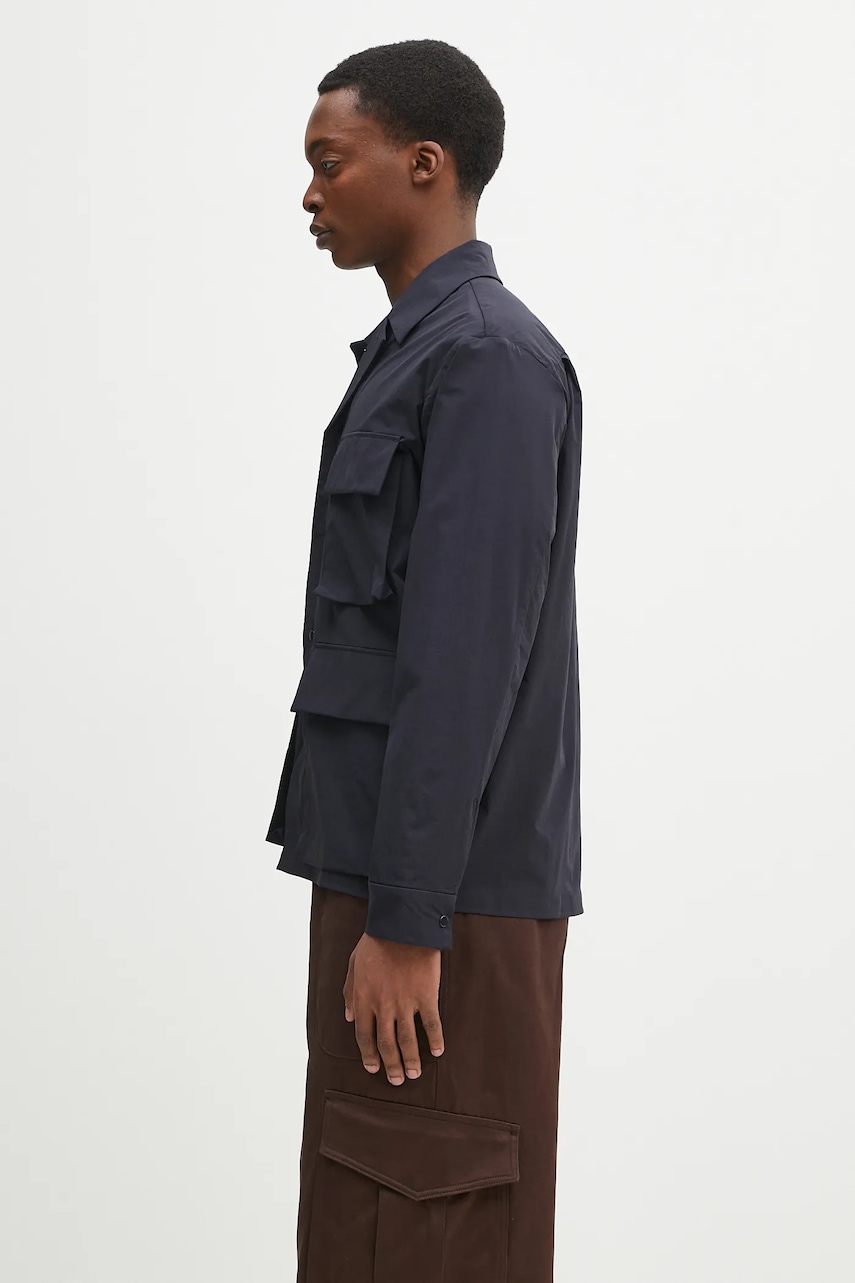 Рубашка Norse Projects Mads Travel Light Overshirt мужской цвет синий relaxed классический воротник N50.0269.7004 Рубашка Norse Projects Mads Travel Light Overshirt мужской цвет синий relaxed классический воротник N50.0269.7004