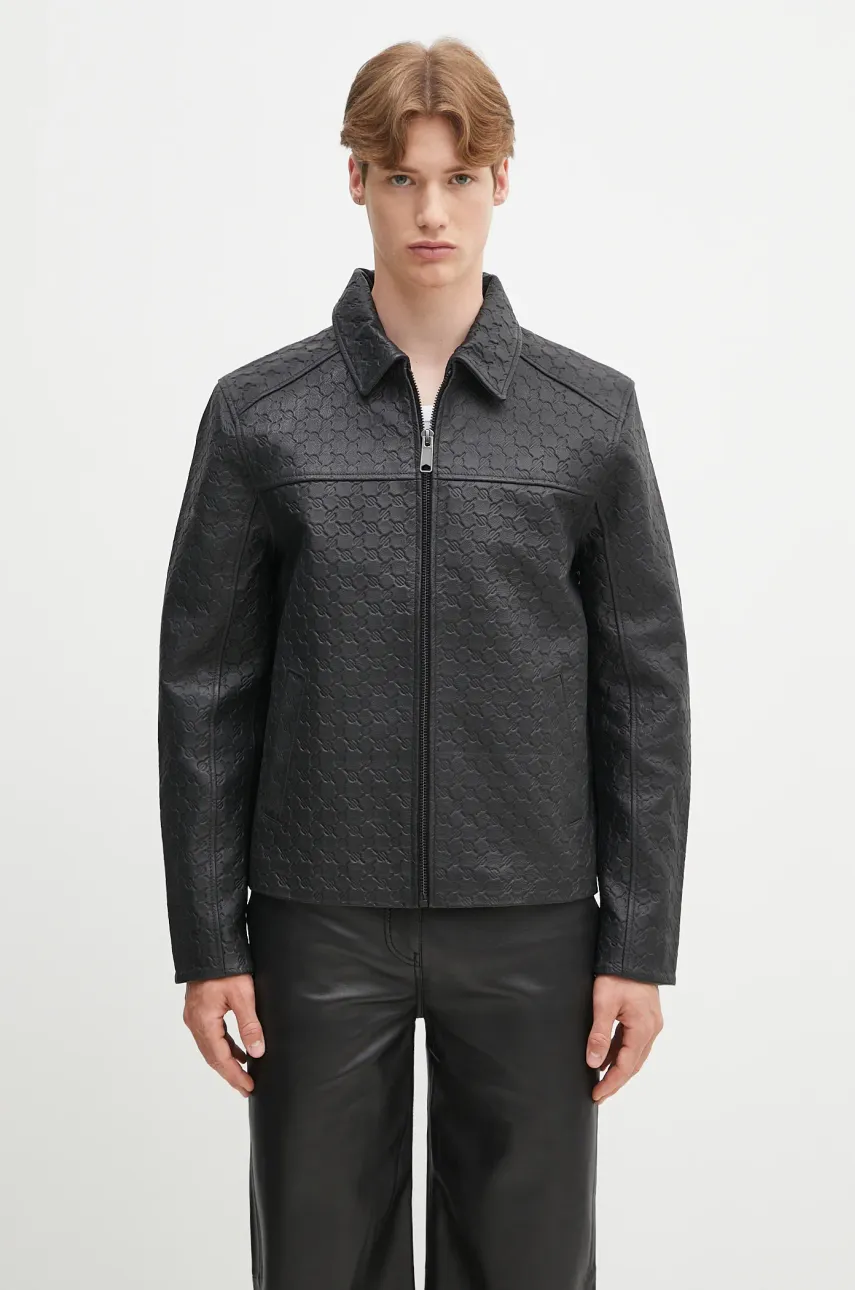 Daily Paper kurtka skórzana Silence Monogram Leather Jacket kolor czarny przejściowa 2411001