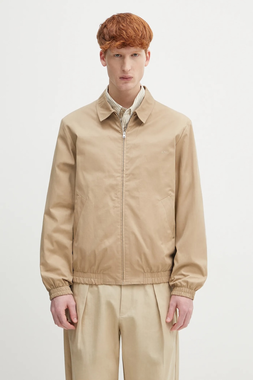 A.P.C. jachetă de bumbac Blouson Gilbert culoarea bej, de tranzitie, COGZR.H02922