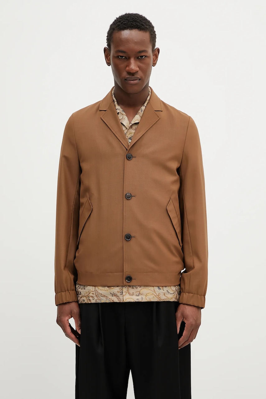 Vlněné sako Paul Smith pánské, hnědá barva, M1R-440Z-P00108