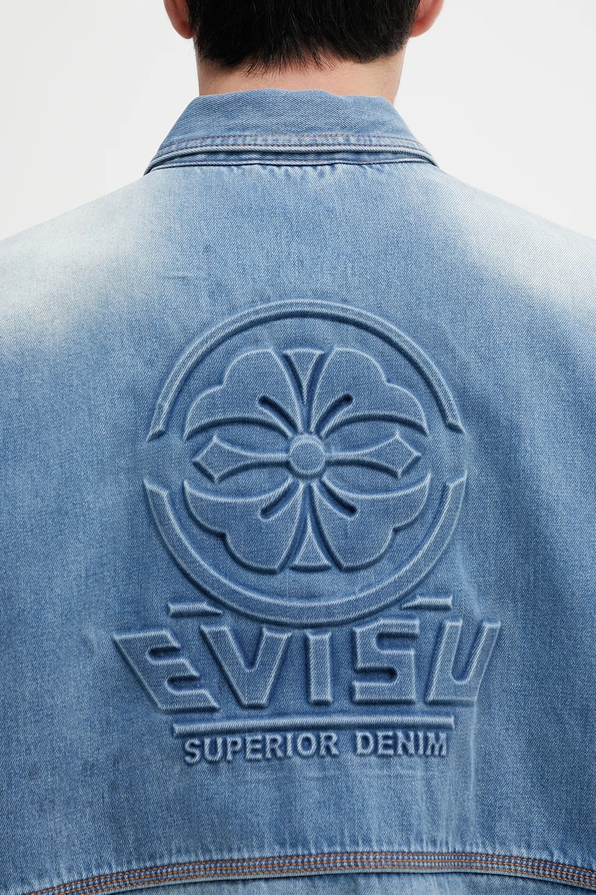 Rifľová bunda Evisu Worker Denim w Emboss Kamon