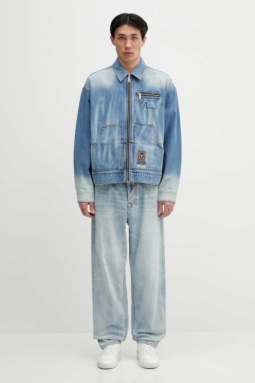Rifľová bunda Evisu Worker Denim w Emboss Kamon