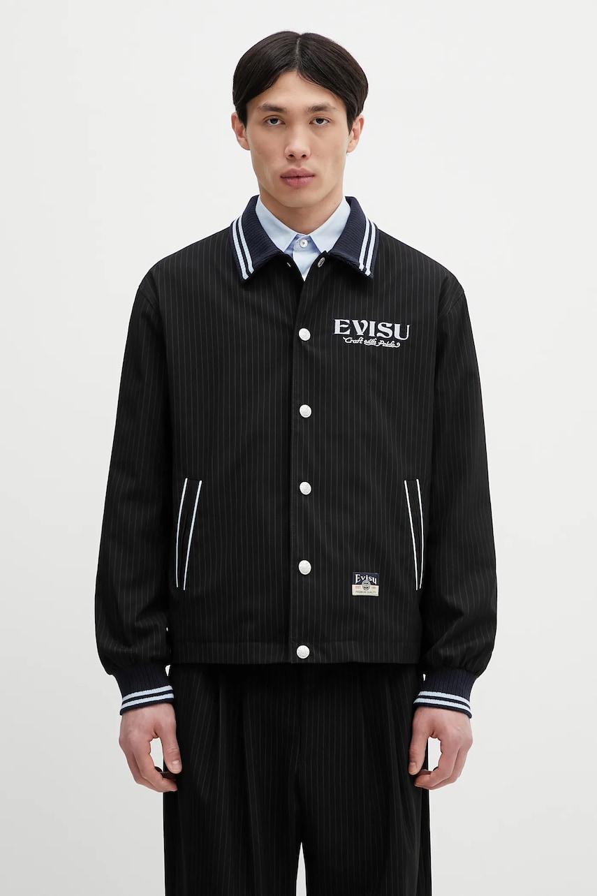 Evisu geaca Flat Knit Collar Coach culoarea negru, de tranzitie, 2ESHTM5JK1053