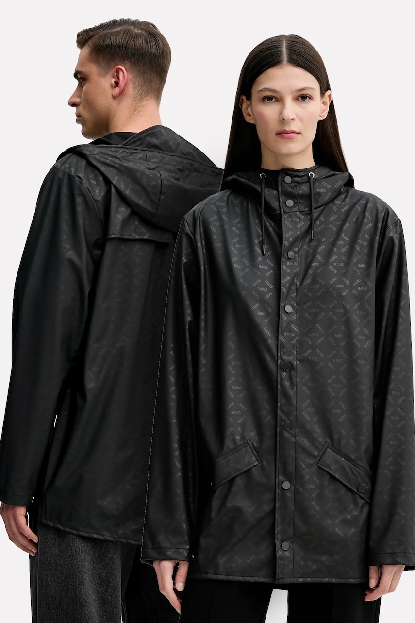 Rains geacă Jacket W3 culoarea negru, de tranziție, oversize, 12010