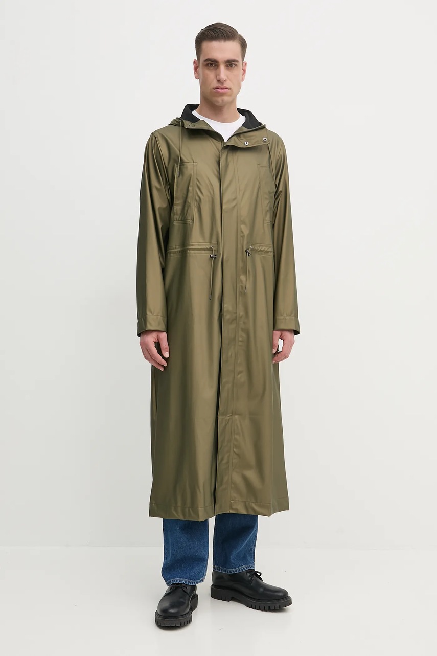 Rains geaca Bold Longest Jacket W3 culoarea verde, de tranzitie, 12120