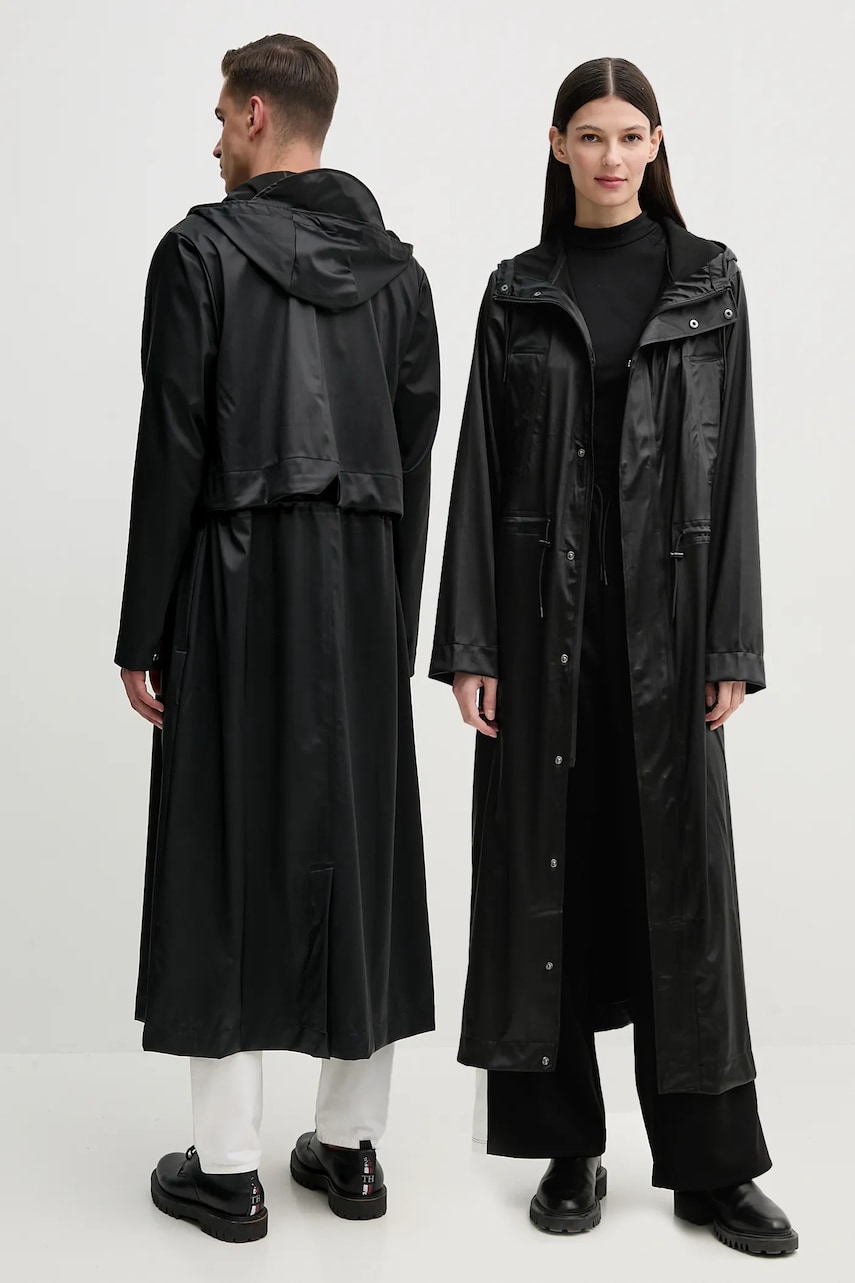 Rains geaca Bold Longest Jacket W3 culoarea negru, de tranzitie, 12120